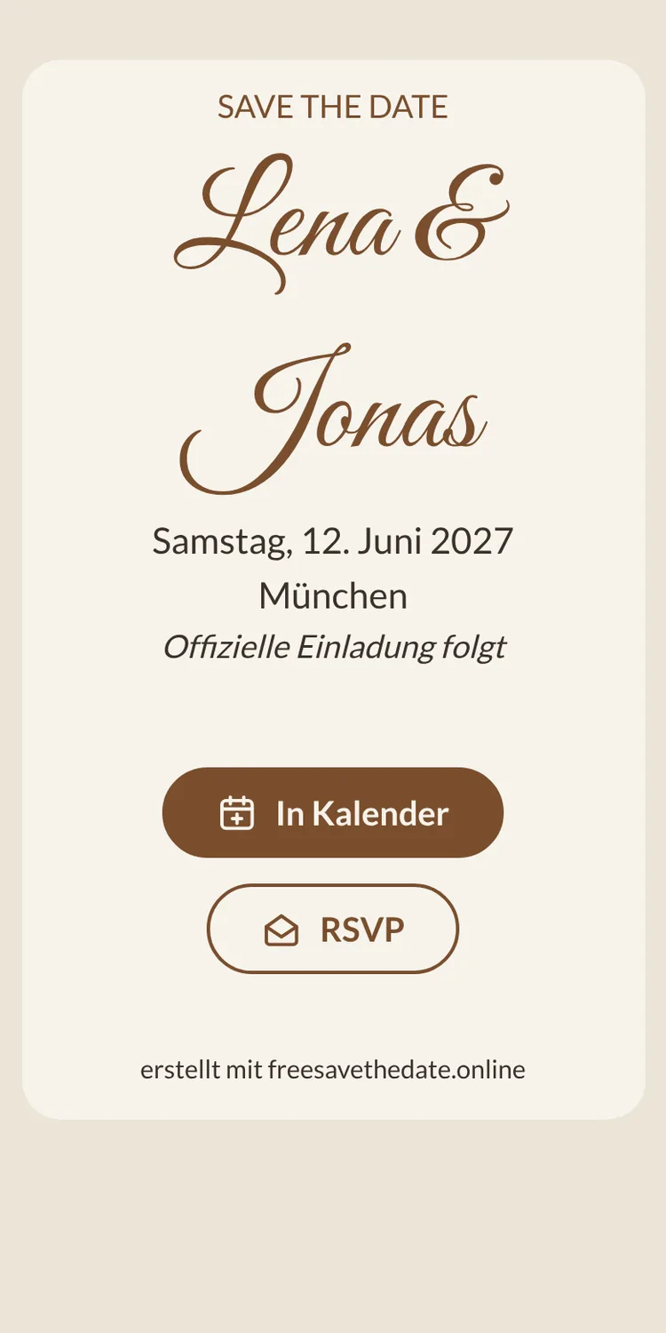 Save the Date auf einem Smartphone mit dem RSVP-Button unter der Karte
