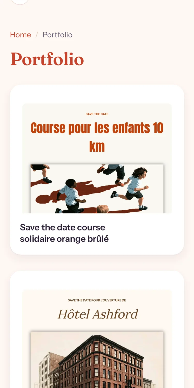 Aper&ccedil;u des mod&egrave;les de save the date sur freesavethedate.online