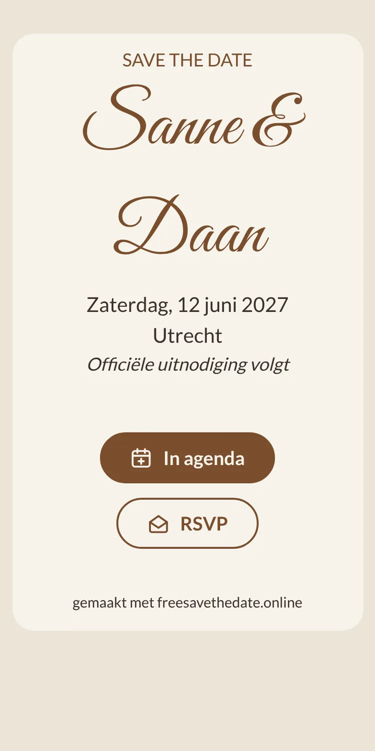 Save the date op een telefoon met de knoppen In agenda en RSVP